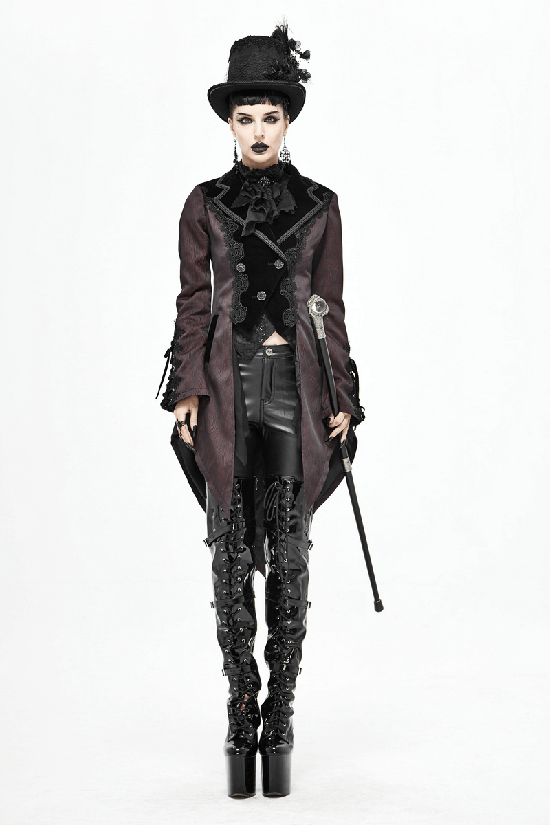 Gorgeous Jacquard Swallow-tailed Coat / Gothic Style Asymmetrical Hem Coat