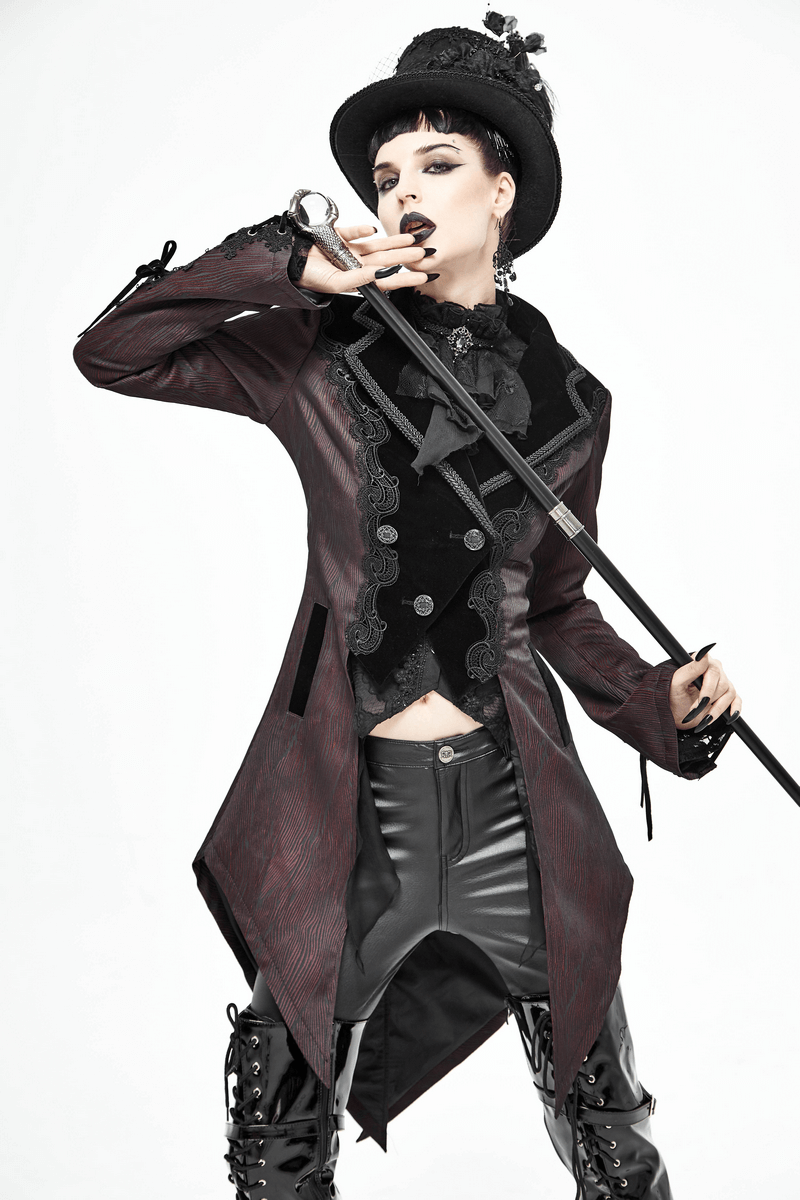 Gorgeous Jacquard Swallow-tailed Coat / Gothic Style Asymmetrical Hem Coat