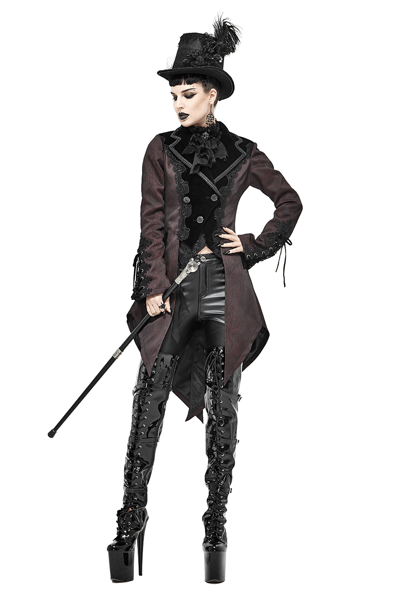 Gorgeous Jacquard Swallow-tailed Coat / Gothic Style Asymmetrical Hem Coat
