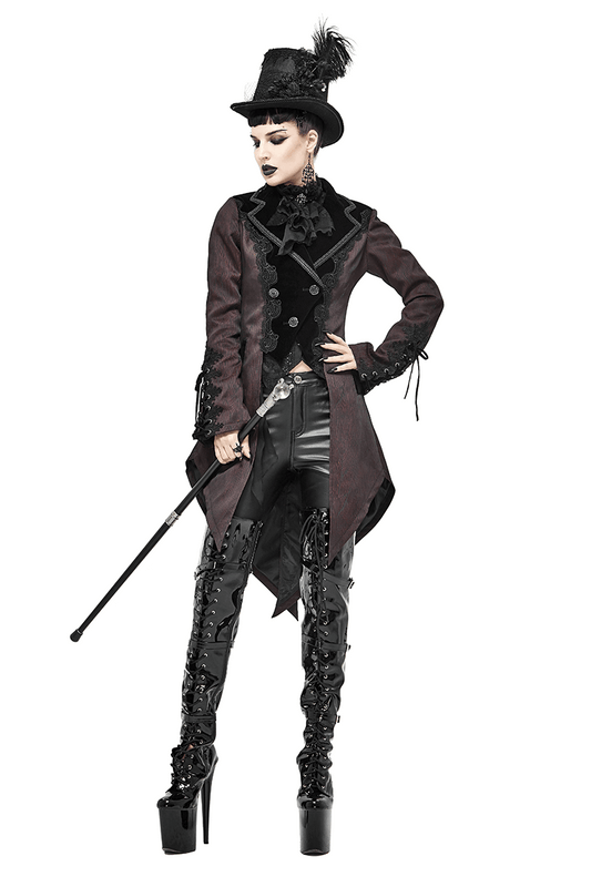 Gorgeous Jacquard Swallow-tailed Coat / Gothic Style Asymmetrical Hem Coat