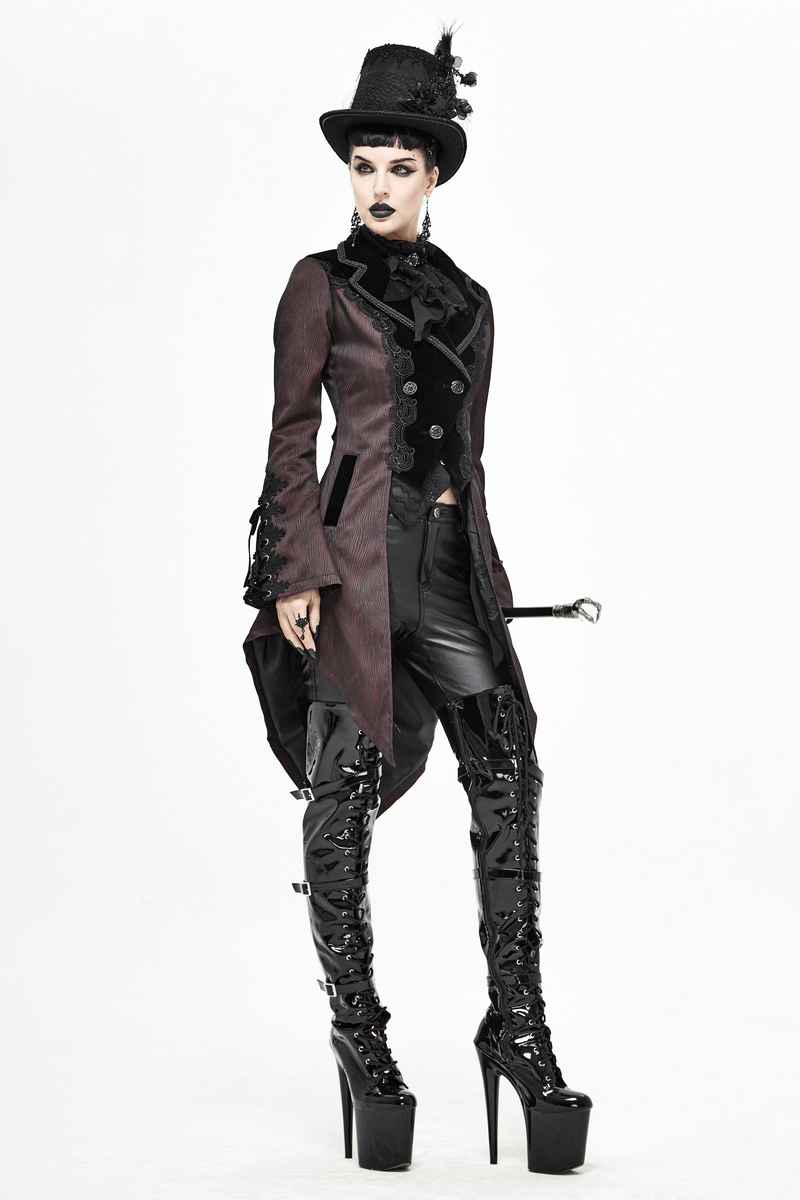Gorgeous Jacquard Swallow-tailed Coat / Gothic Style Asymmetrical Hem Coat