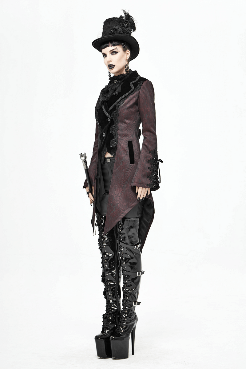 Gorgeous Jacquard Swallow-tailed Coat / Gothic Style Asymmetrical Hem Coat