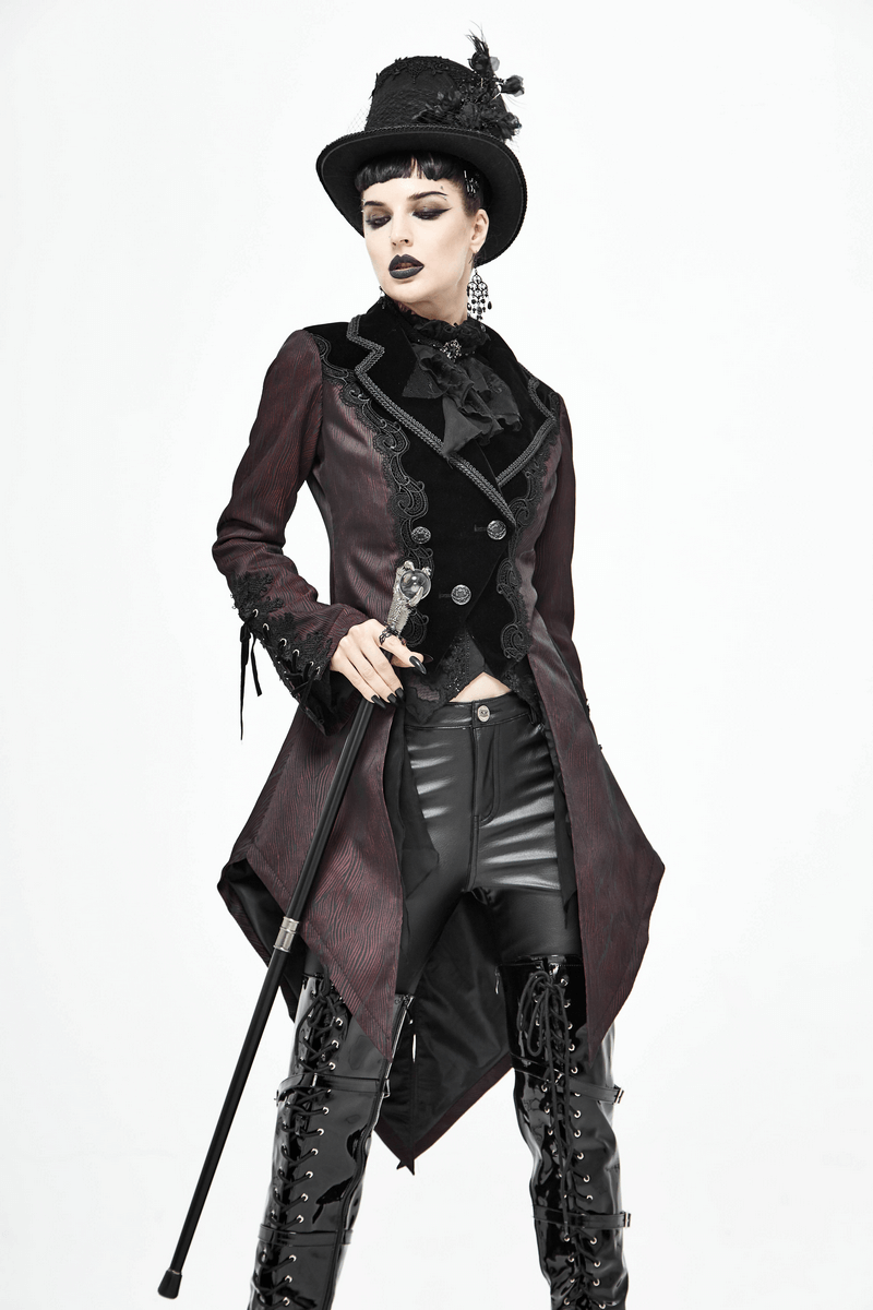 Gorgeous Jacquard Swallow-tailed Coat / Gothic Style Asymmetrical Hem Coat