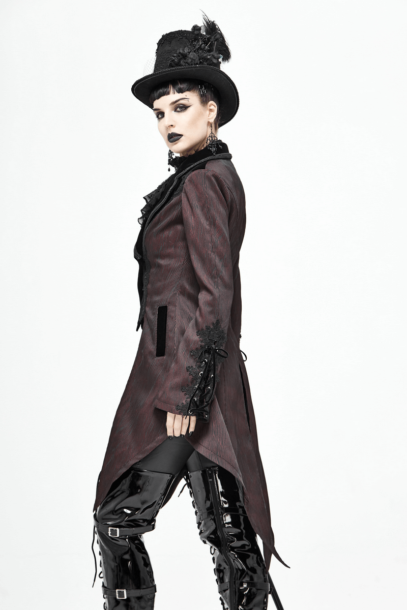 Gorgeous Jacquard Swallow-tailed Coat / Gothic Style Asymmetrical Hem Coat