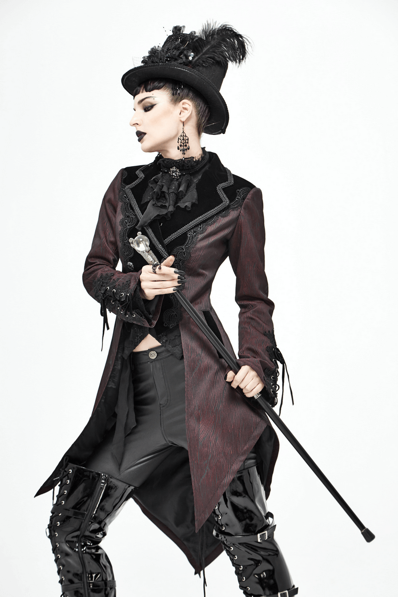 Gorgeous Jacquard Swallow-tailed Coat / Gothic Style Asymmetrical Hem Coat