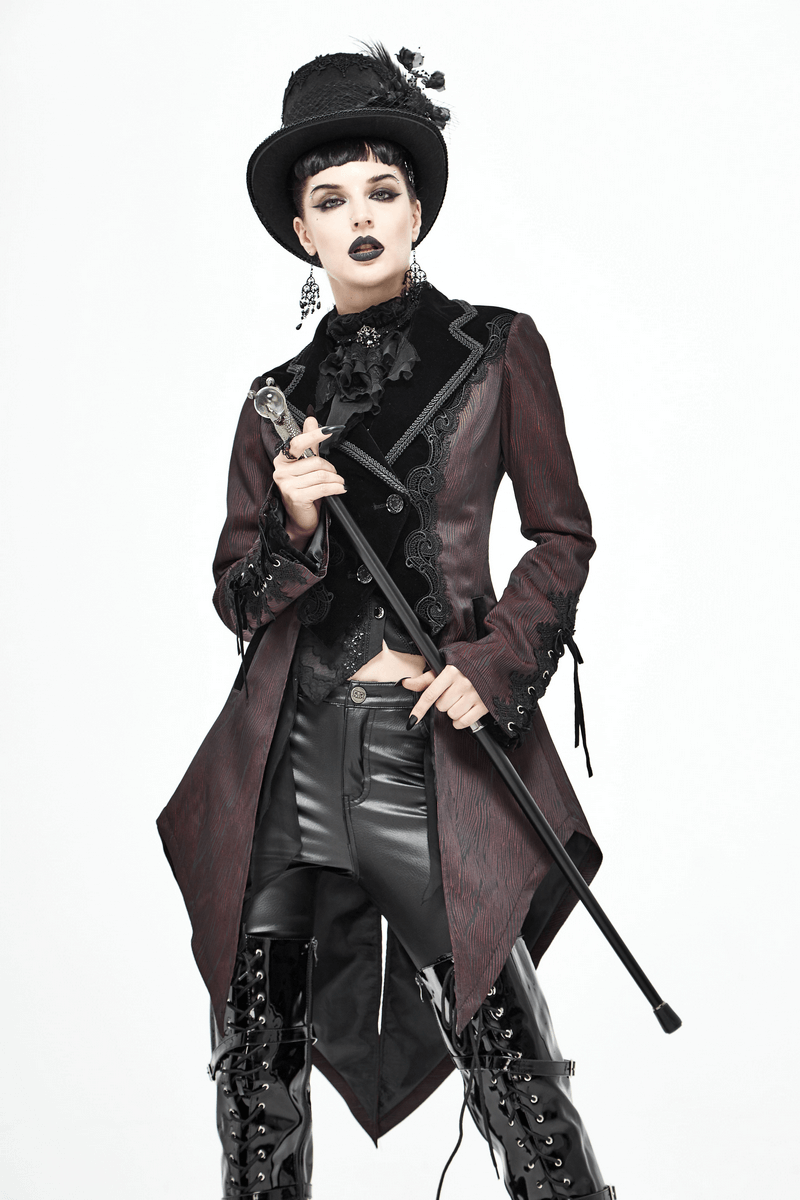 Gorgeous Jacquard Swallow-tailed Coat / Gothic Style Asymmetrical Hem Coat