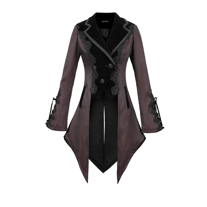 Gorgeous Jacquard Swallow-tailed Coat / Gothic Style Asymmetrical Hem Coat