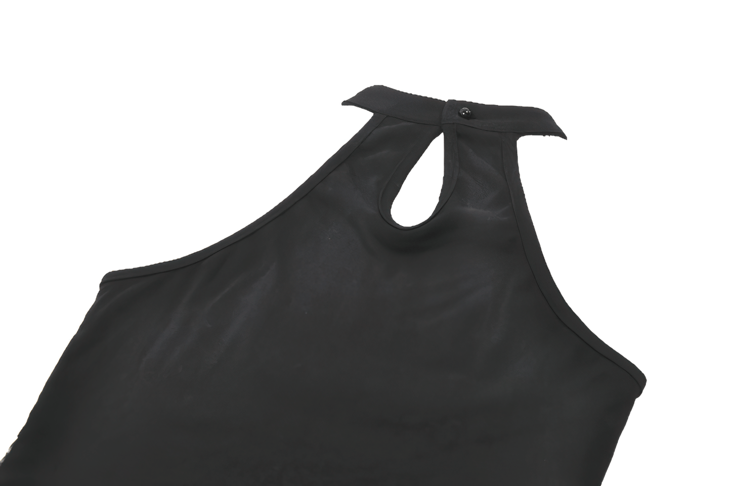 Goth Halter Crop Top with Mesh Panels and Buckle