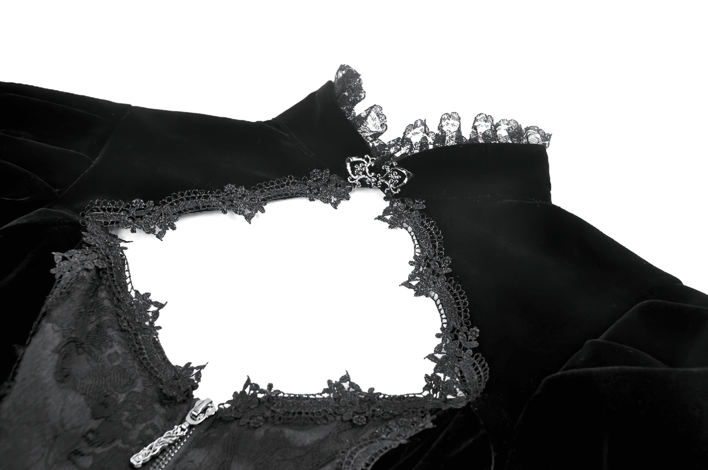 Goth Lace-Up Tiered High-Low Jacket with Bell Sleeves