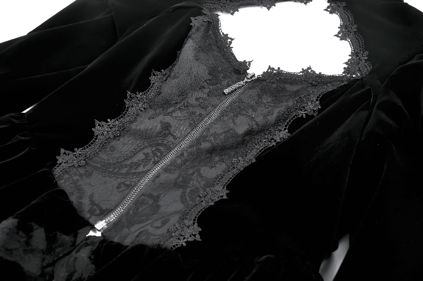 Goth Lace-Up Tiered High-Low Jacket with Bell Sleeves