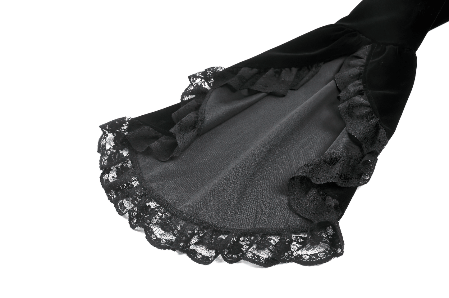 Goth Lace-Up Tiered High-Low Jacket with Bell Sleeves