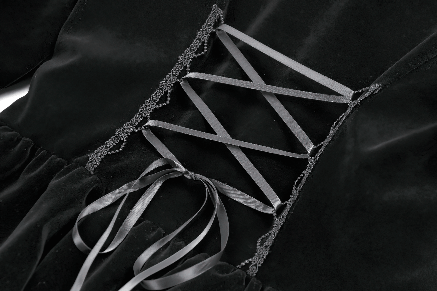 Goth Lace-Up Tiered High-Low Jacket with Bell Sleeves