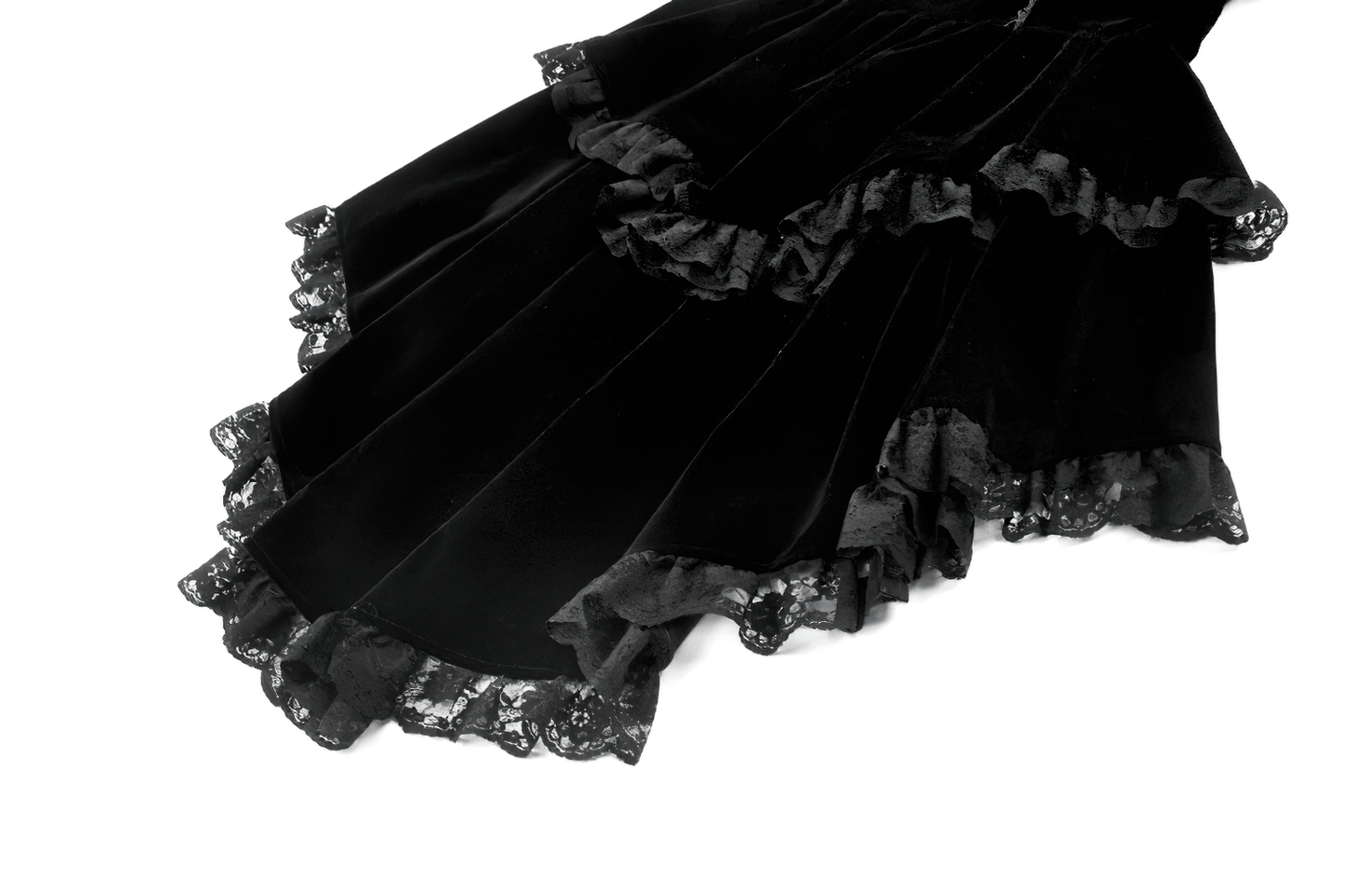 Goth Lace-Up Tiered High-Low Jacket with Bell Sleeves