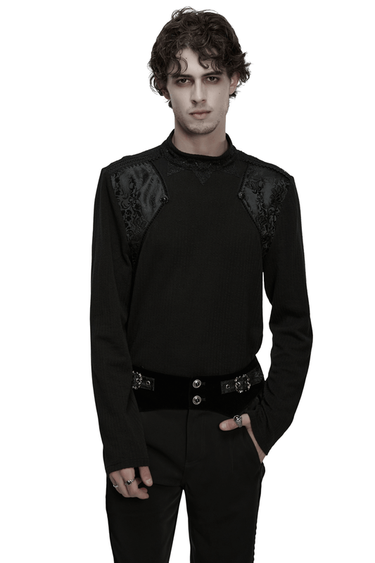 Goth Minimalist Sweatshirt with Shoulder Panels for Men