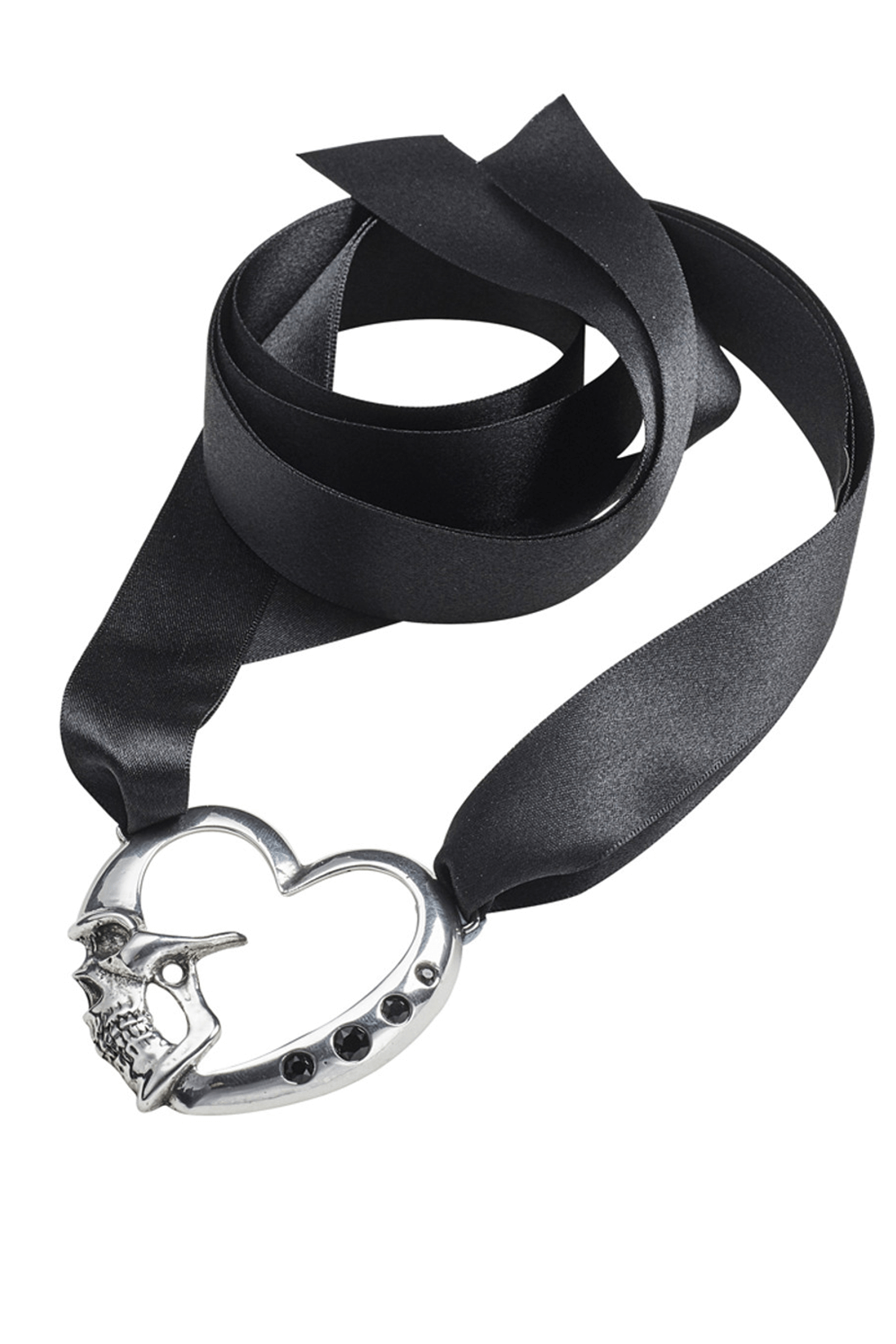 Goth Skull Heart Choker with Black Swarovski Crystals