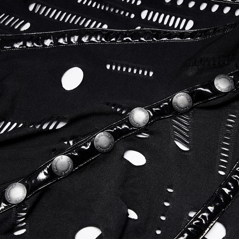 Goth Stylish Face Mask Collar with Buttons and Holes