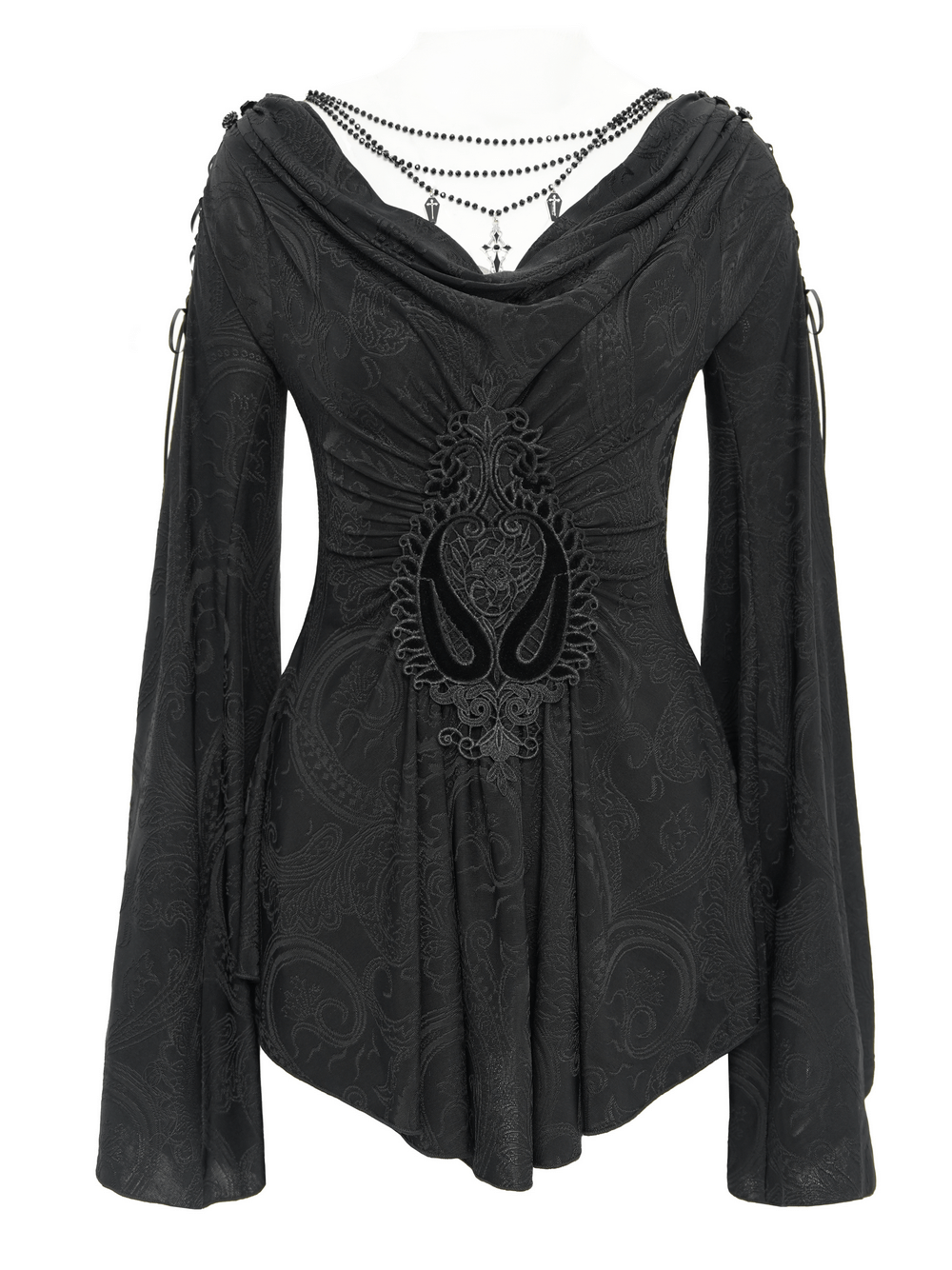 Goth Women's Top with Flared Sleeves and Lace-Up