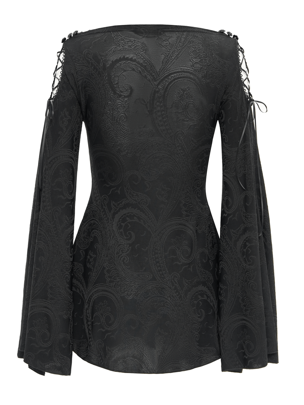 Goth Women's Top with Flared Sleeves and Lace-Up