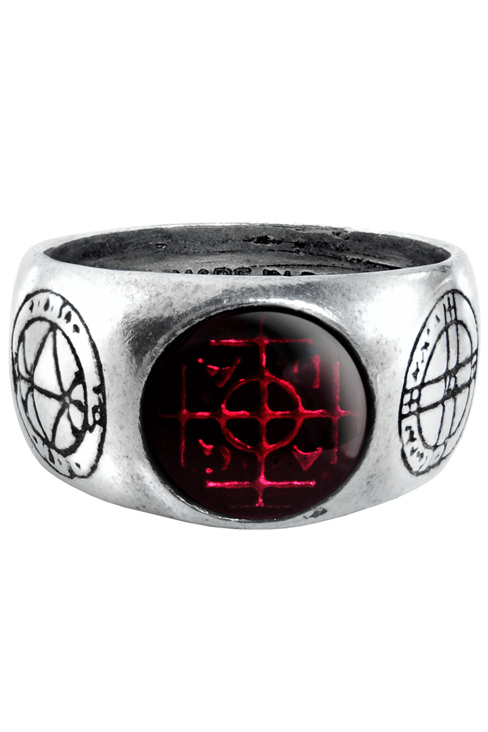 Gothic Agla Ring - Mystical Pewter Band with Magical Seals