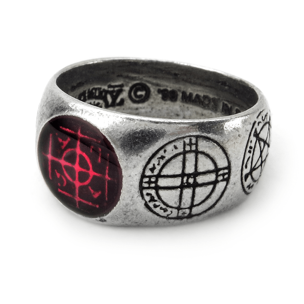 Gothic Agla Ring - Mystical Pewter Band with Magical Seals