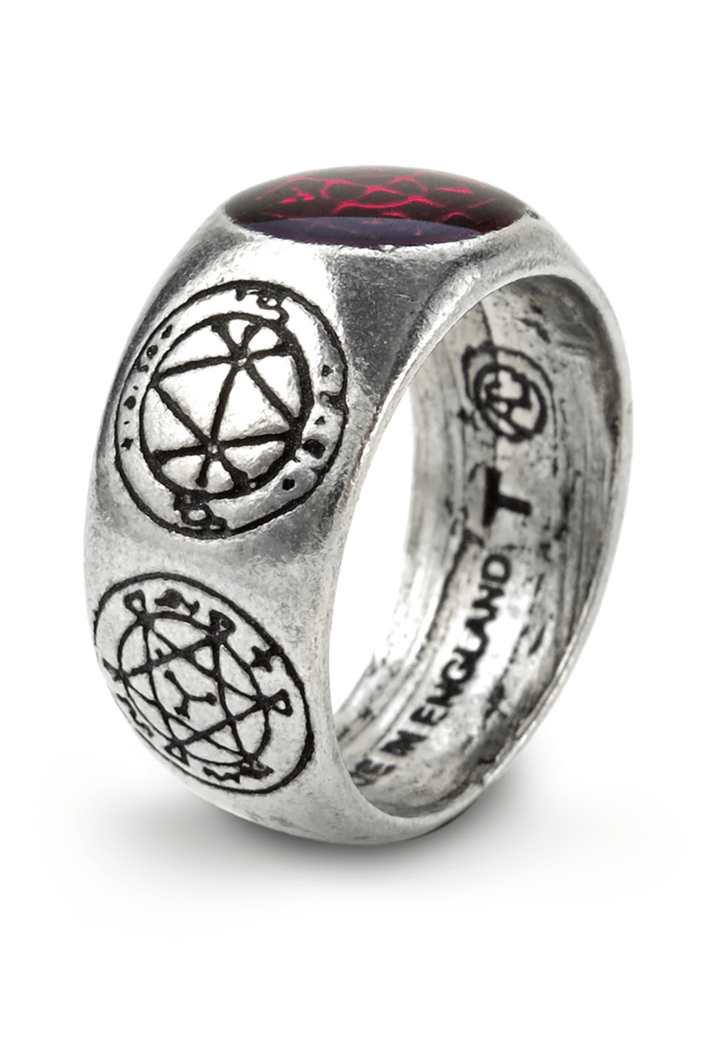 Gothic Agla Ring - Mystical Pewter Band with Magical Seals