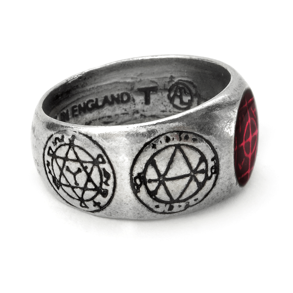 Gothic Agla Ring - Mystical Pewter Band with Magical Seals