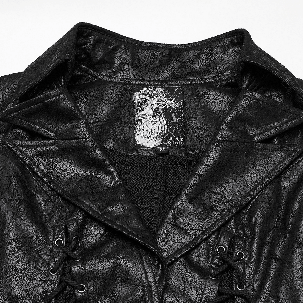 Gothic Alien Asymmetric Cape with Lace-Up Design and Mesh