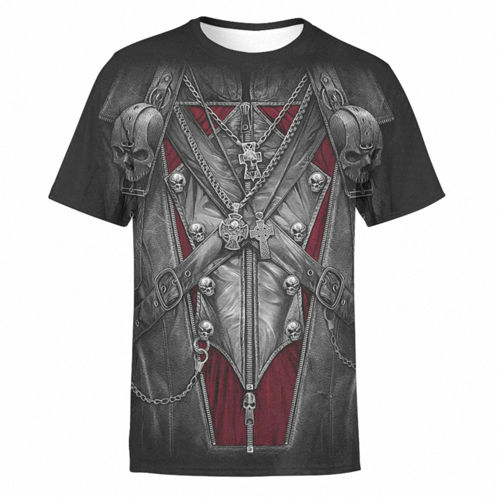 Gothic Alternative T-shirt with 3D Print Skull / Black T-Shirts Short Sleeve and Round Neck