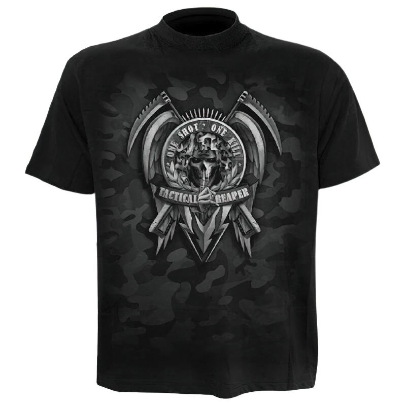 Gothic Alternative T-shirt with 3D Print Skull / Black T-Shirts Short Sleeve and Round Neck #2