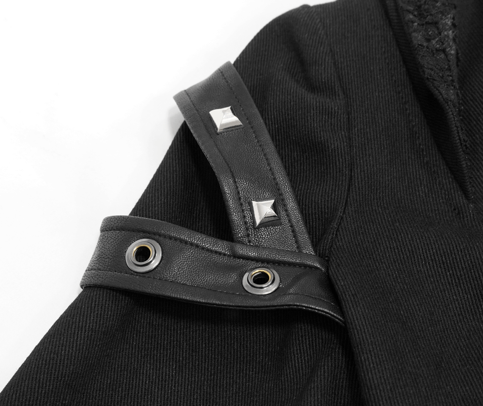 Gothic Asymmetric Jacket with Hood / Women's Diagonal Zip Jacket with Long Side