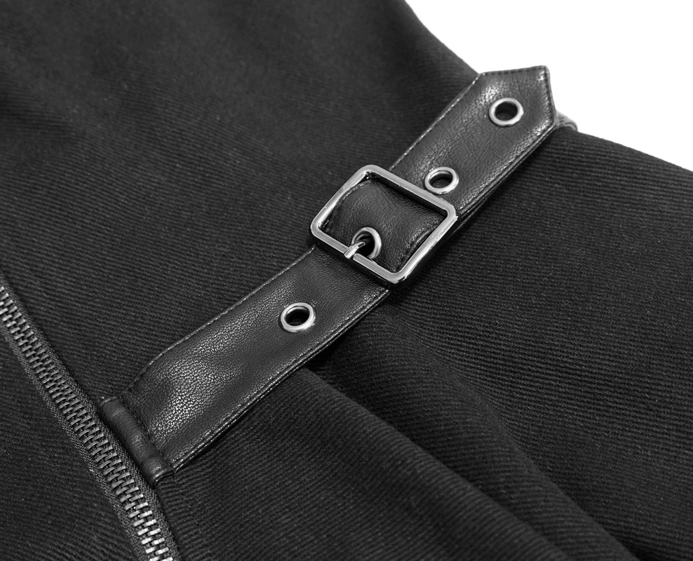 Gothic Asymmetric Jacket with Hood / Women's Diagonal Zip Jacket with Long Side