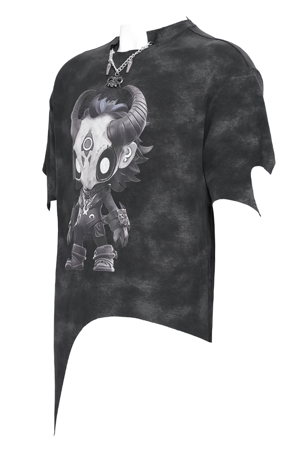 Gothic Asymmetric Skull Cartoon Print T-Shirt