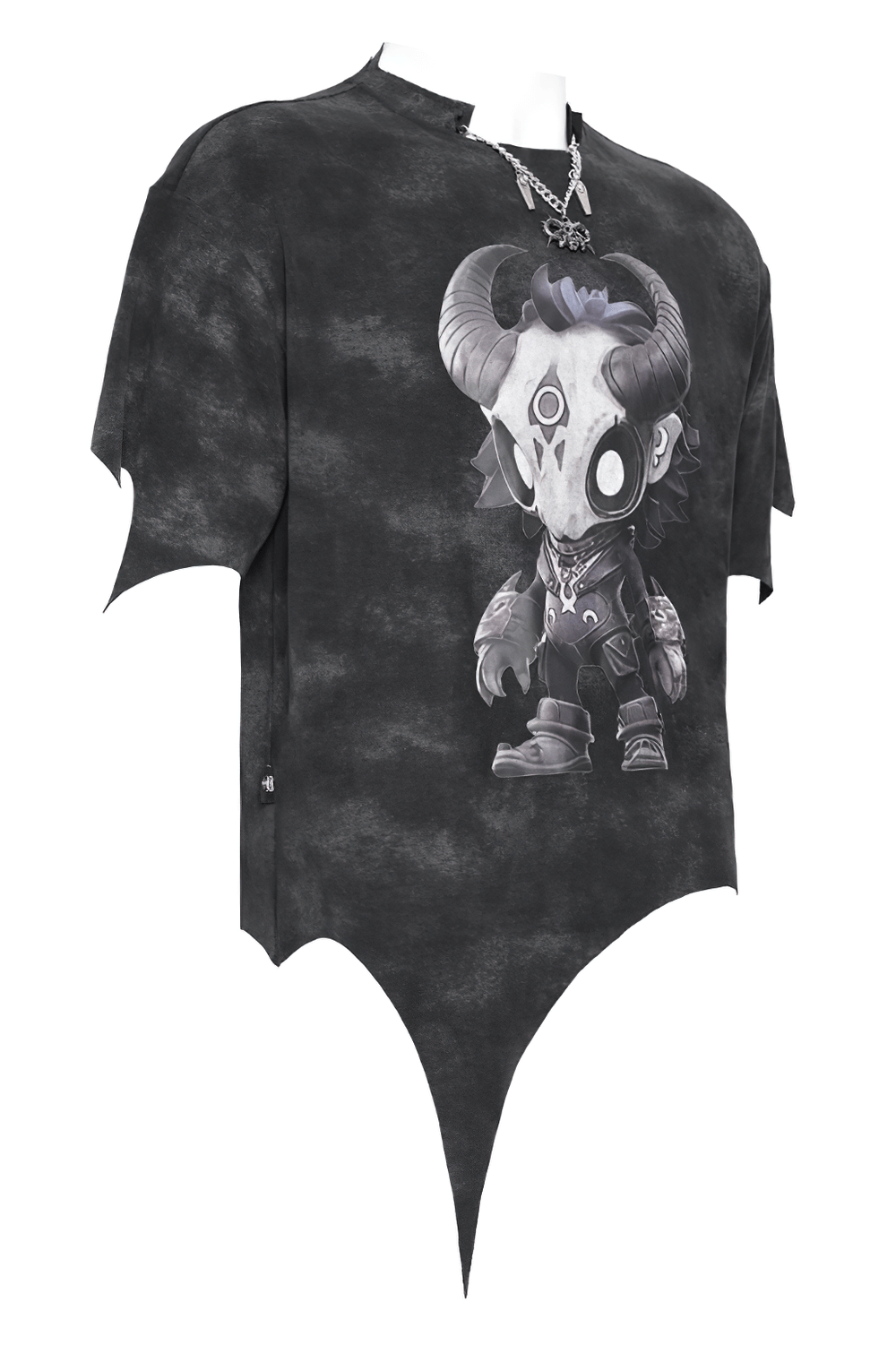 Gothic Asymmetric Skull Cartoon Print T-Shirt