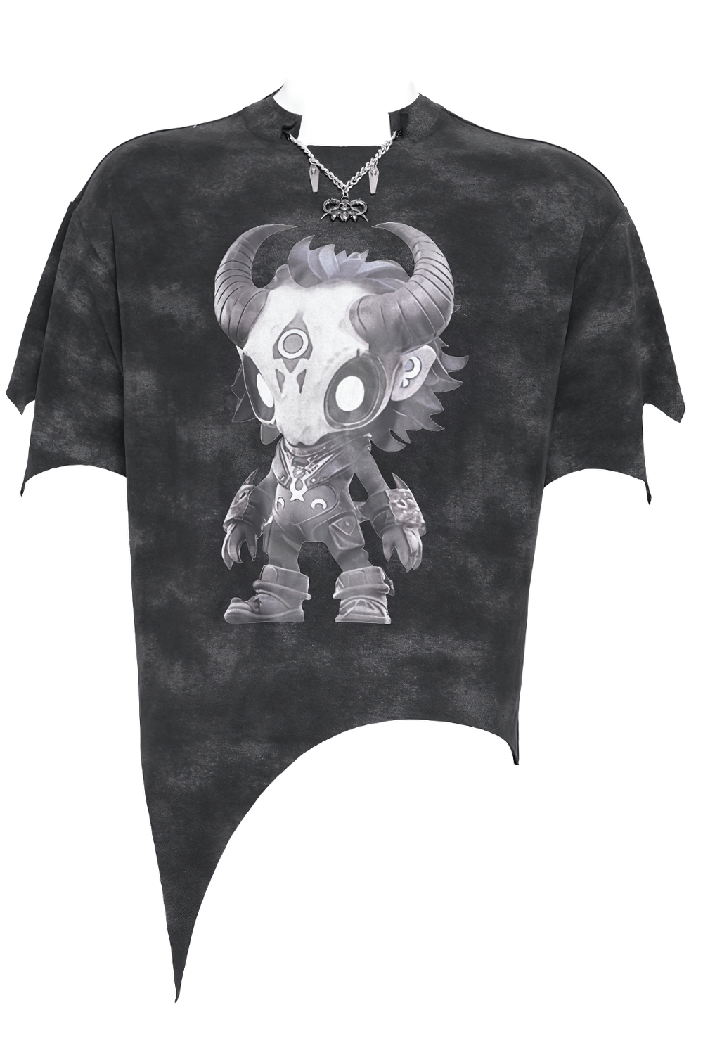 Gothic Asymmetric Skull Cartoon Print T-Shirt