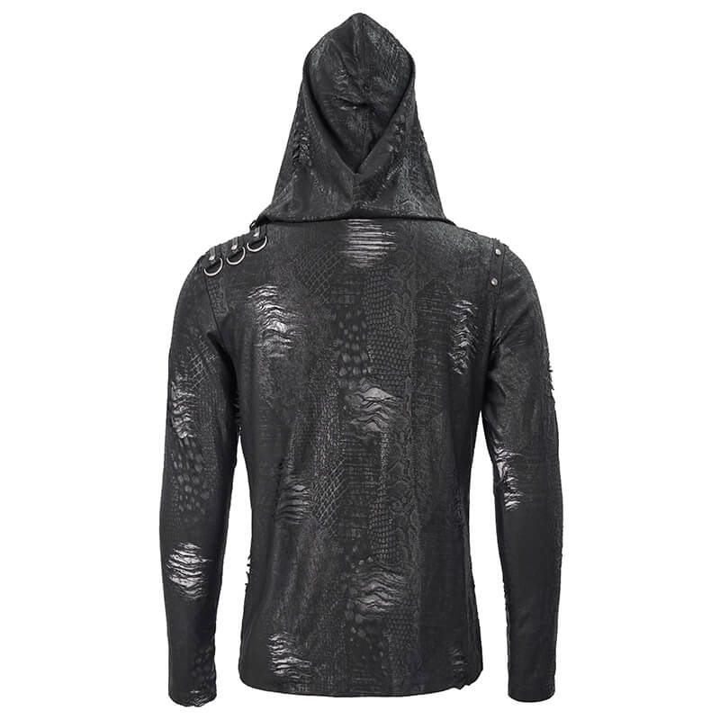 Gothic Asymmetric Sweatshirt with Oversize Hood / Punk Men's Hoodie