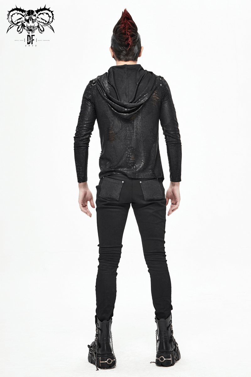 Gothic Asymmetric Sweatshirt with Oversize Hood / Punk Men's Hoodie