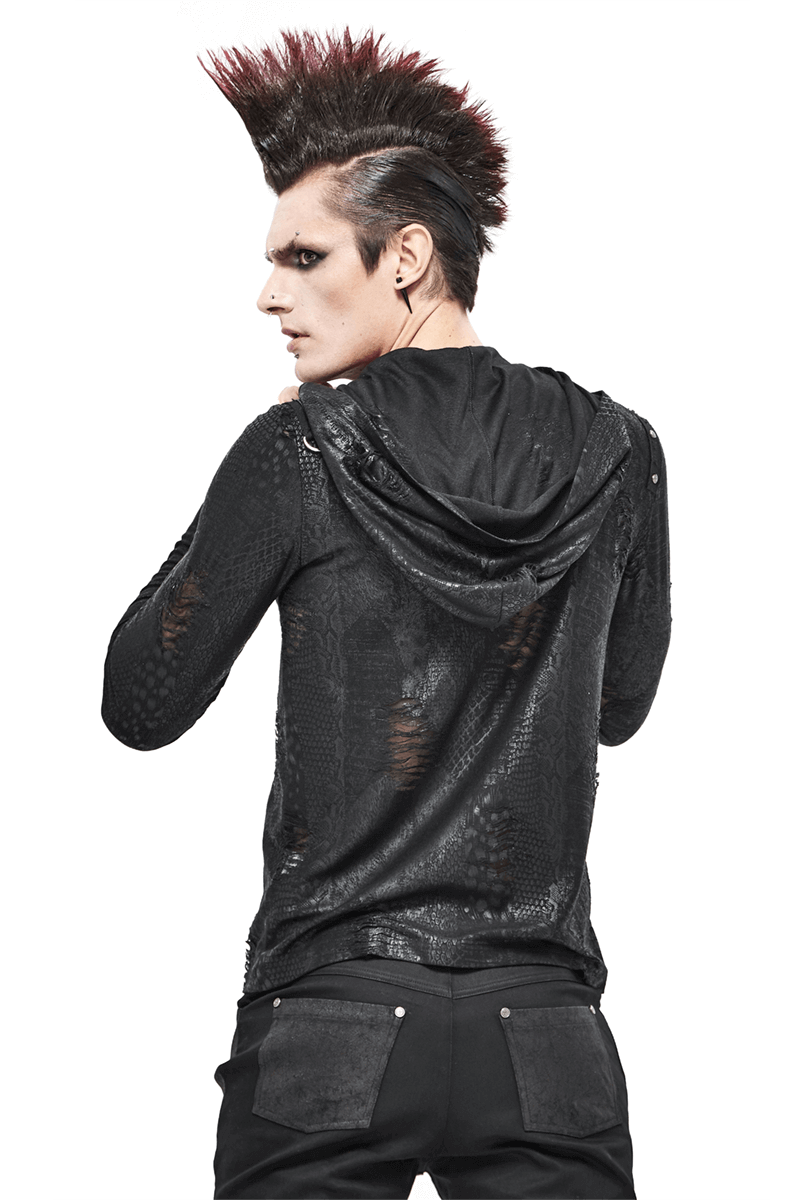 Gothic Asymmetric Sweatshirt with Oversize Hood / Punk Men's Hoodie