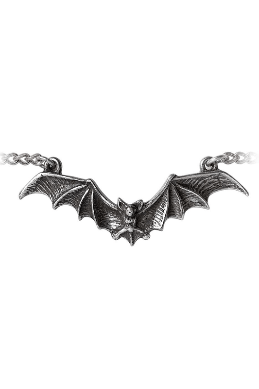 Gothic Bat Bracelet with Wings Spread in Pewter