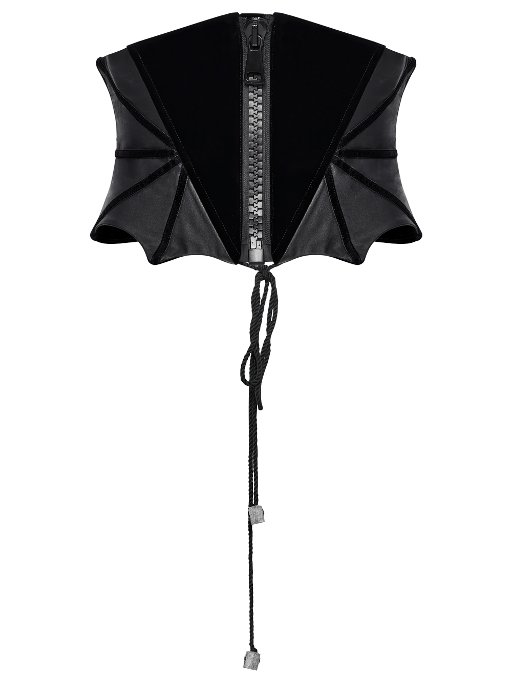 Gothic Bat Waist Corset Belt with Velvet and PU Panels