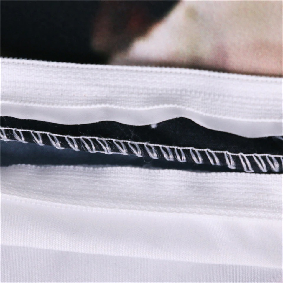 Gothic Bedclothes Set with print skull in blue fier / Fashion Black Home Textiles