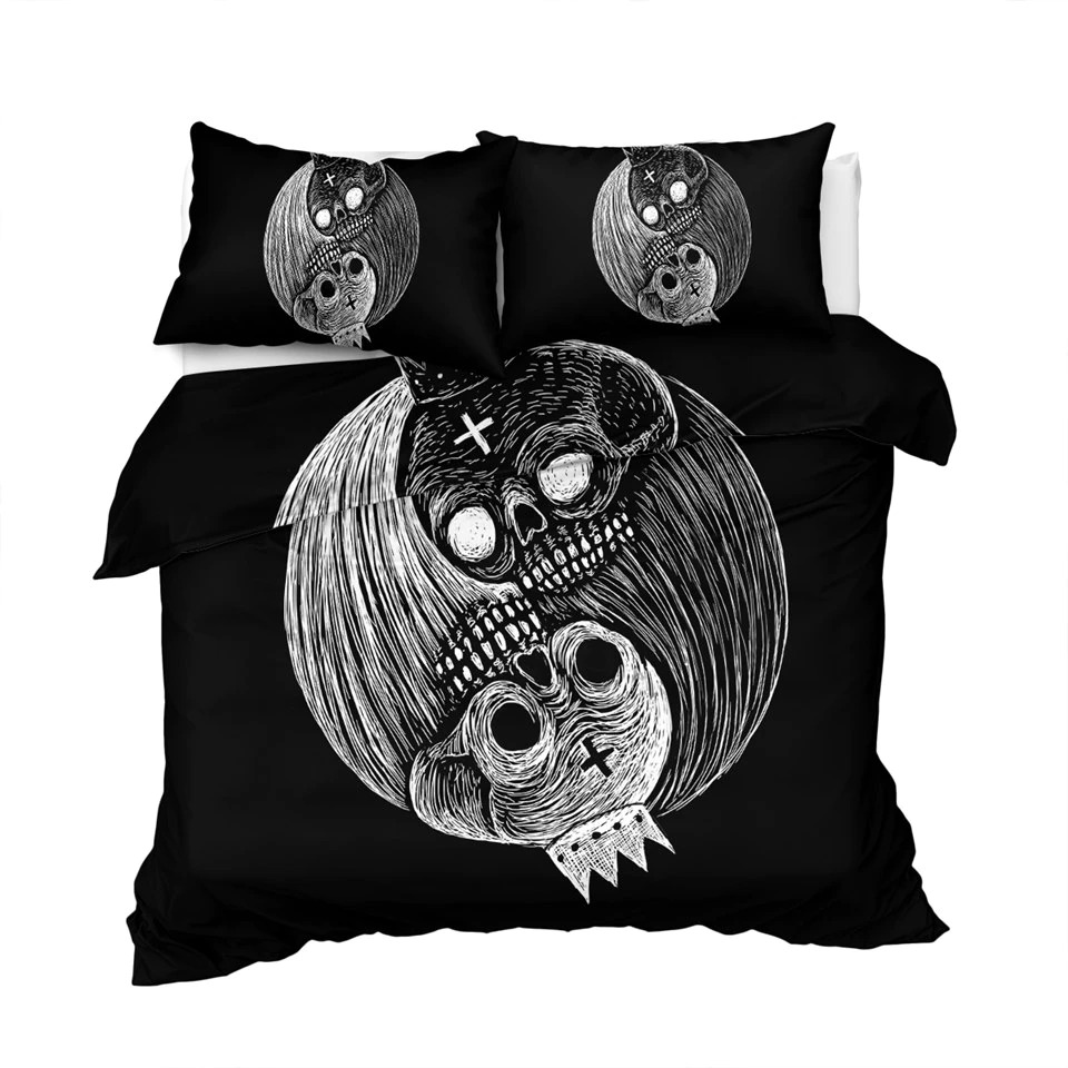 Gothic Bedclothes Skull with Moon / Bedding with Print Meteor Comic / Duvet Cover King Size