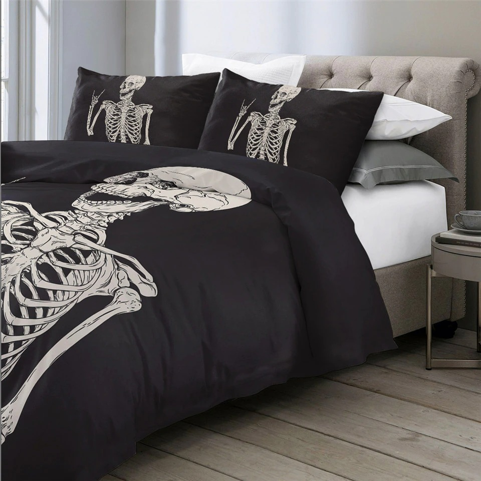 Gothic Bedclothes Skull with Moon / Bedding with Print Meteor Comic / Duvet Cover King Size