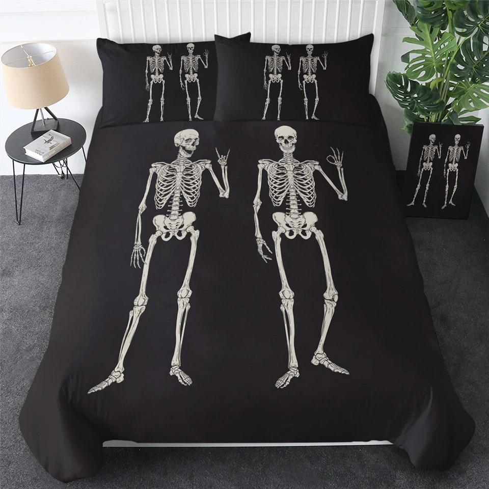 Gothic Bedclothes Skull with Moon / Bedding with Print Meteor Comic / Duvet Cover King Size