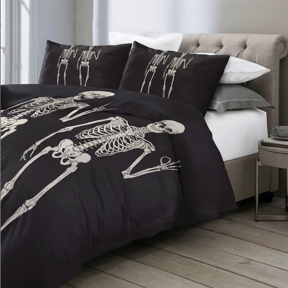 Gothic Bedclothes Skull with Moon / Bedding with Print Meteor Comic / Duvet Cover King Size