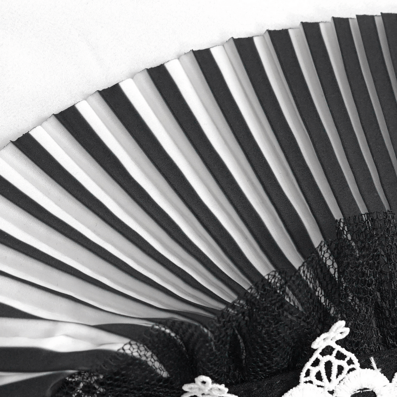 Gothic Black and White Pleated Stand Collar / Fashion Women's Lace Beaded Neckwear