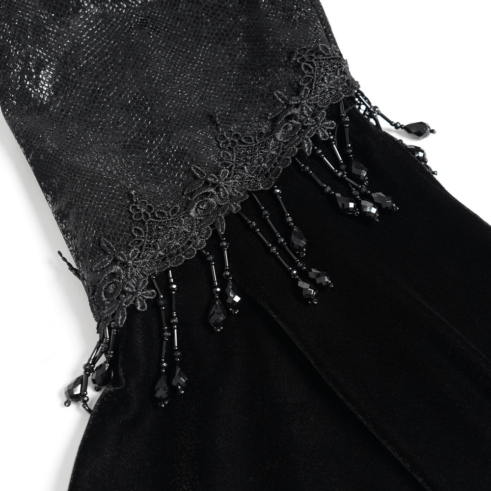 Gothic Black Bolero Shrug with Beaded Bell Sleeves