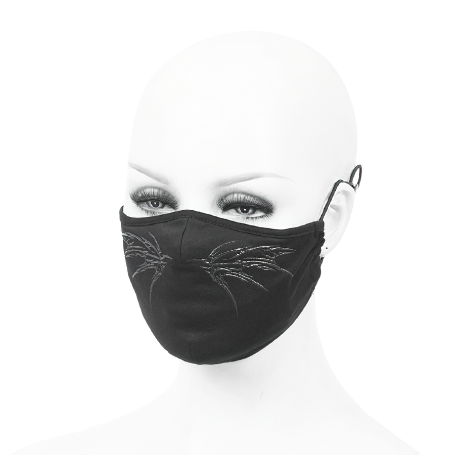 Gothic Black Butterfly Face Mask with Adjustable Elastic Bands