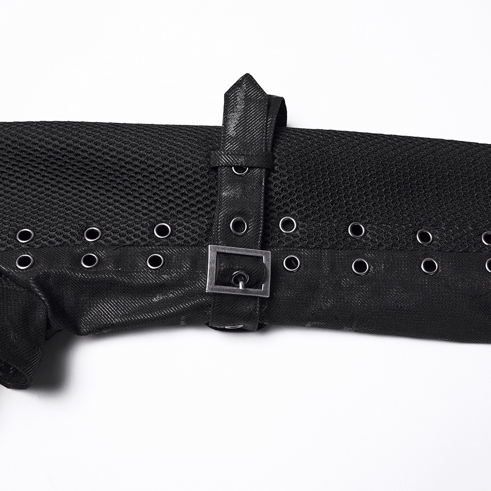 Gothic Black Chain Shrug Cropped Jacket with Punk Lace-Up