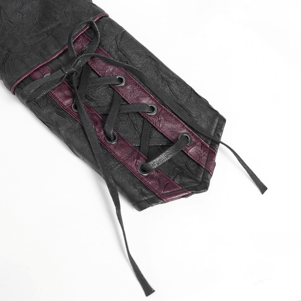 Gothic Black Faux Leather Jacket with Buckles and Lacing