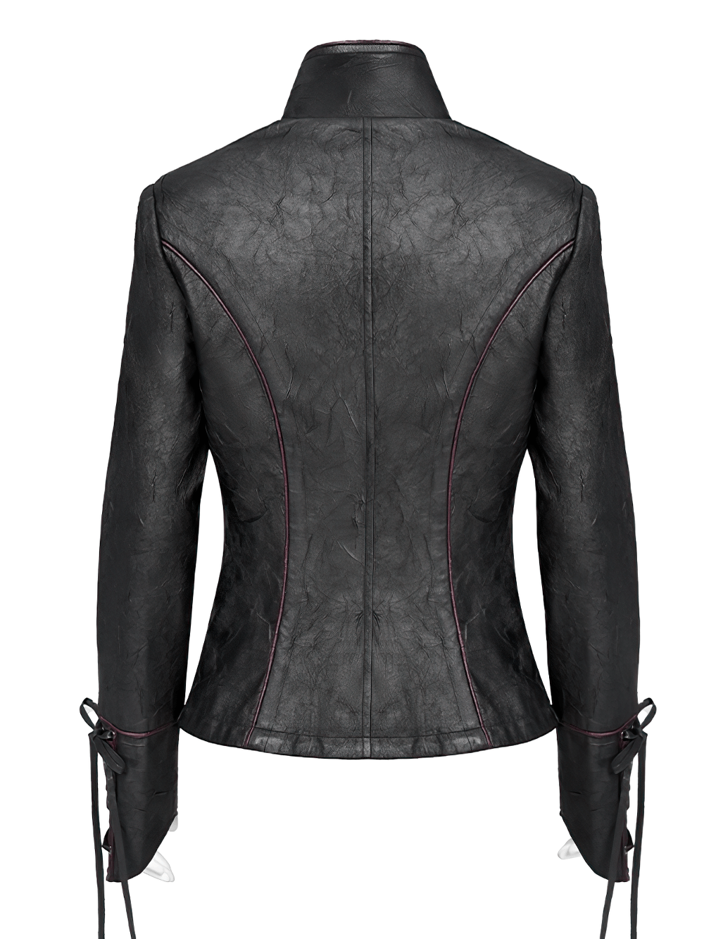 Gothic Black Faux Leather Jacket with Buckles and Lacing